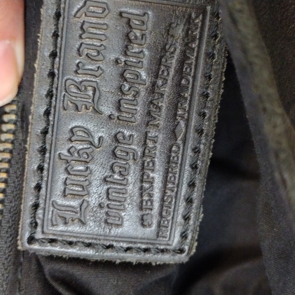 Lucky Brand Stash Black Lambskin Leather Fold Over Hobo Bag VTG Y2K Messenger - Picture 6 of 11